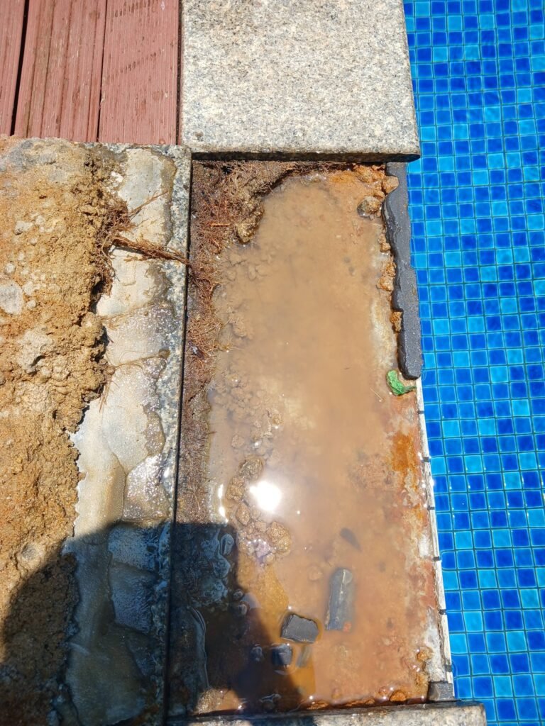 loose pool tiles and water penetration damage Phuket