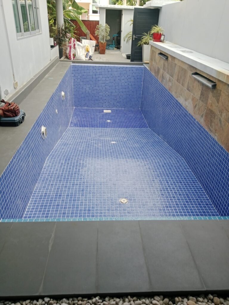 newly regrouted swimming pool tiles Phuket deep cleaning service