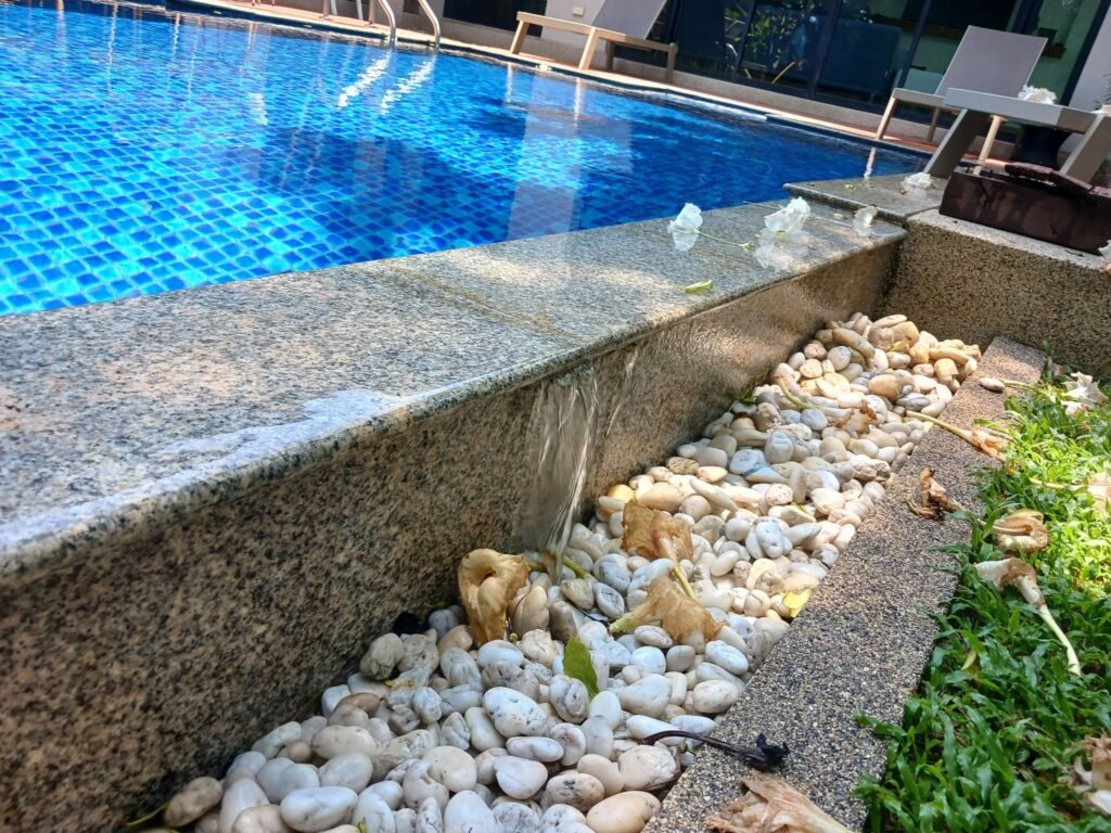 water leaking from swimming pool surge tank Phuket